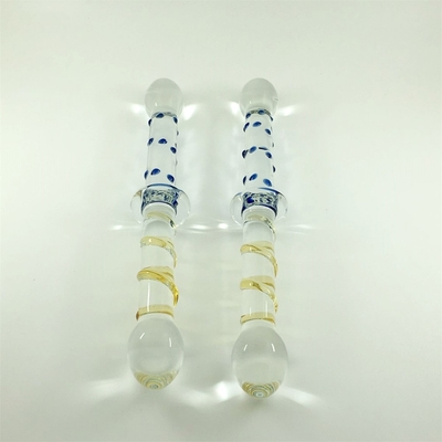 Colorido Dildos de vidrio con doble cabeza Dildos de vidrio con trasero anal