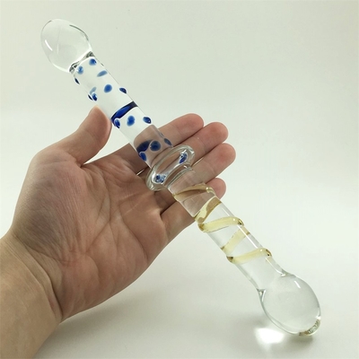 Colorido Dildos de vidrio con doble cabeza Dildos de vidrio con trasero anal