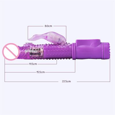 Recargable Rotación de empuje G Spot Dildo Doble coño Conejo sexo vagina Vibrator para mujeres Clitoris femenino juguete sexual