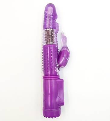 Recargable Rotación de empuje G Spot Dildo Doble coño Conejo sexo vagina Vibrator para mujeres Clitoris femenino juguete sexual