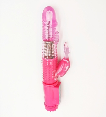 Recargable Rotación de empuje G Spot Dildo Doble coño Conejo sexo vagina Vibrator para mujeres Clitoris femenino juguete sexual