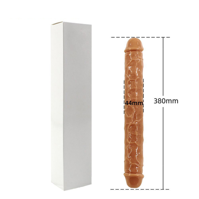 Super suave TPE de dos cabezas Dildo realista de sexo juguete pene para mujer