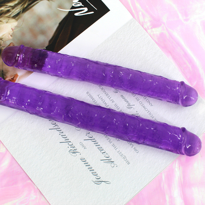 Super suave TPE de dos cabezas Dildo realista de sexo juguete pene para mujer