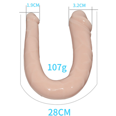 Dildo médico TPE Dildo en forma de U Penis de doble cabeza para masturbación femenina