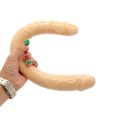 Dildo médico TPE Dildo en forma de U Penis de doble cabeza para masturbación femenina