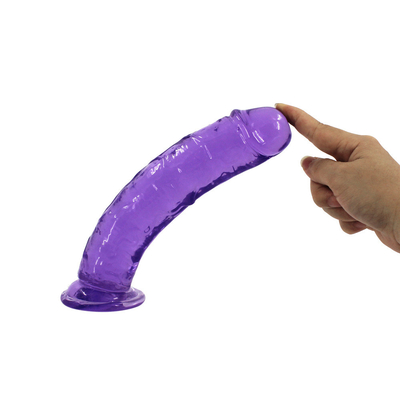 Dildo realista con jalea para principiantes, Dildos de punto G de cristal de 7 pulgadas, pene flexible con vaso de succión para manos libres Pl