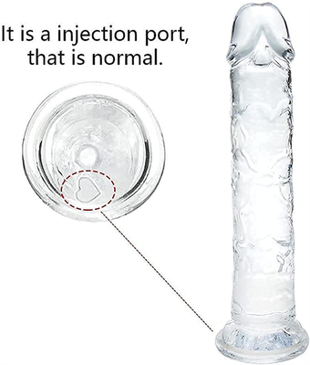Dildo realista con jalea para principiantes, Dildos de punto G de cristal de 7 pulgadas, pene flexible con vaso de succión para manos libres Pl