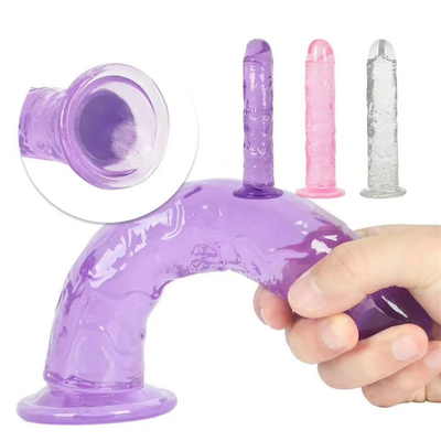 Dildo realista con jalea para principiantes, Dildos de punto G de cristal de 7 pulgadas, pene flexible con vaso de succión para manos libres Pl