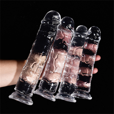 Dildo realista con jalea para principiantes, Dildos de punto G de cristal de 7 pulgadas, pene flexible con vaso de succión para manos libres Pl