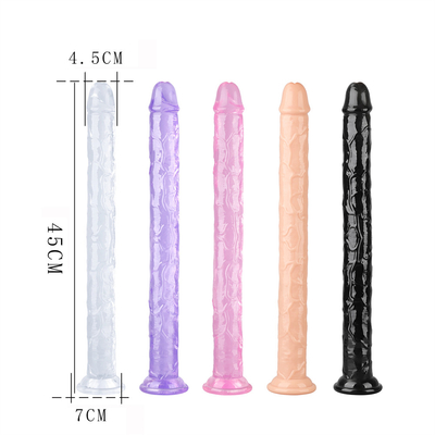 Dildo realista con jalea para principiantes, Dildos de punto G de cristal de 7 pulgadas, pene flexible con vaso de succión para manos libres Pl