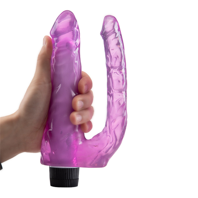 Nueva llegada juguetes sexuales femeninos vibrando doble consolador TPE vibrador en promoción