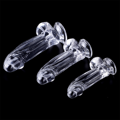 Dildos realistas Dildos claros con copa de succión juguete sexual libre de manos jalea Dildos de material seguro para el cuerpo y juguetes sexuales para adultos para W