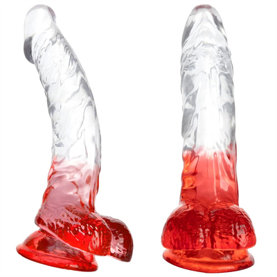 Penis artificial de jalea blanda de diferentes tamaños juguete de polla para adultos colorido pene de goma de cristal grande y realista para mujer