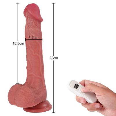 Control remoto inalámbrico Silicona pene masturbación femenina productos para adultos juguete sexual calefacción telescópico vibradores de dildo