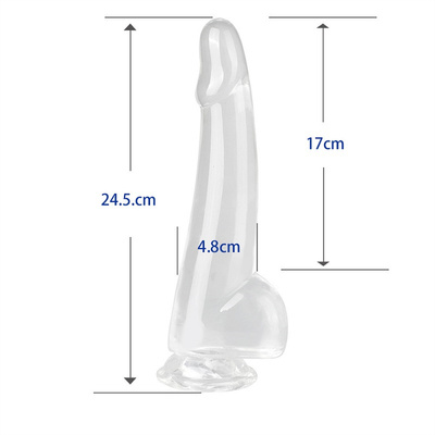 Dildos transparentes de 8,6 pulgadas con pequeños glans grandes y gruesos Dildos con vaso de succión Flexibilidad Penis con gelatina