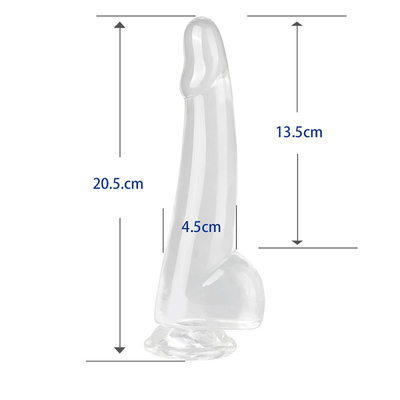 Dildos transparentes de 8,6 pulgadas con pequeños glans grandes y gruesos Dildos con vaso de succión Flexibilidad Penis con gelatina