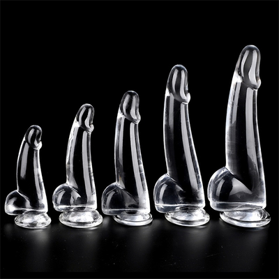 Dildos transparentes de 8,6 pulgadas con pequeños glans grandes y gruesos Dildos con vaso de succión Flexibilidad Penis con gelatina