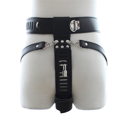 BK-12 Pantalones Sexy de cuero Anillo de pene fijo Cock Cage Cinturón de castidad de cuero para hombres