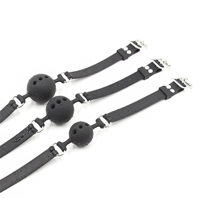 Boquilla de bola de silicona, Boquilla de boca transpirable con cinturón de silicona para juegos para adultos