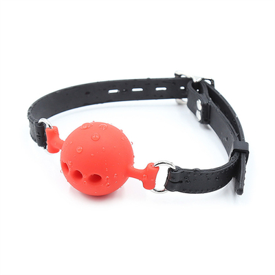 Boquilla de bola de silicona, Boquilla de boca transpirable con cinturón de silicona para juegos para adultos
