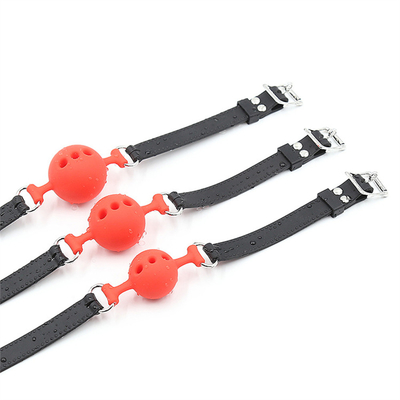 Boquilla de bola de silicona, Boquilla de boca transpirable con cinturón de silicona para juegos para adultos