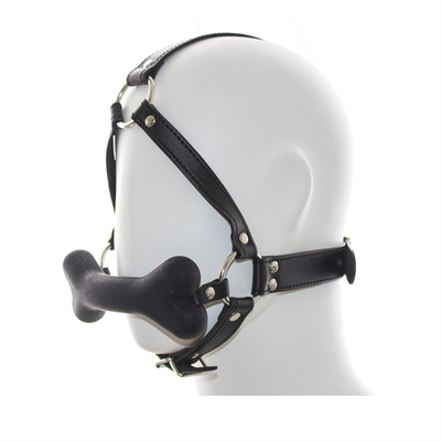 SM Perro Hueso Boca Gag Plug Silicona BDSM de cuero Parejas Flirtando Juguetes de contención Adultos para pareja
