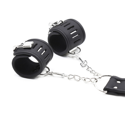 BDSM Bondage Esposas de cuero Conjunto de restricción ajustable Esposas de tobillo Esposas Juegos de pareja Productos sexuales