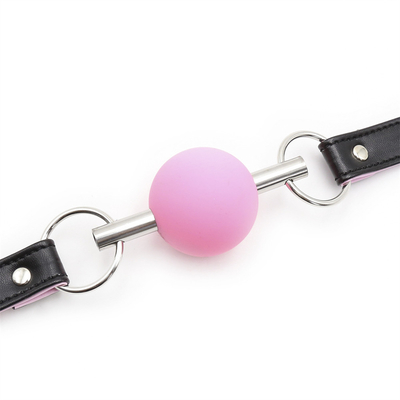Adultos SM Bondage Gear Boca de bolas con cerradura de cuero de PU Fetish Juguetes de contención de pareja