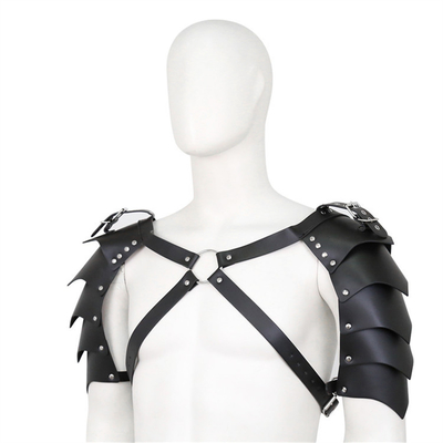 Último diseño genial BDSM bondage fetiche hombro de los hombres cinturón de cuero falso gay negro arnés de pecho