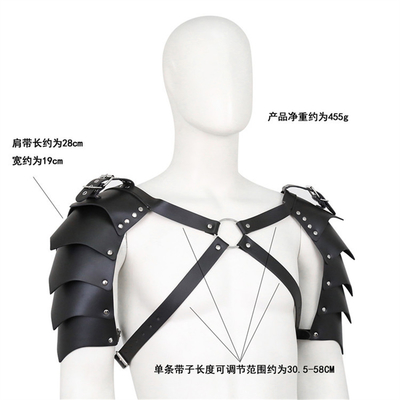 Último diseño genial BDSM bondage fetiche hombro de los hombres cinturón de cuero falso gay negro arnés de pecho