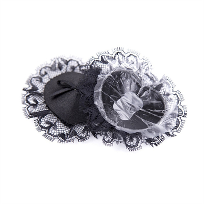 Parche de cuero de encaje Negro PU Sexy Cubierta de pezones Pastis de pecho Salud sexual Bowknot SM Cubierta de pezones