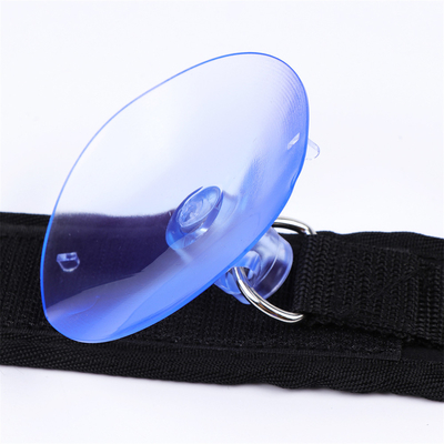 Esposas de bondage negro de algodón con chupador de taza de succión fuerte para juegos de cosplay