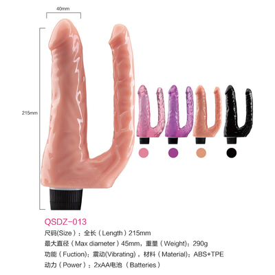 Nueva llegada juguetes sexuales femeninos vibrando doble consolador TPE vibrador en promoción