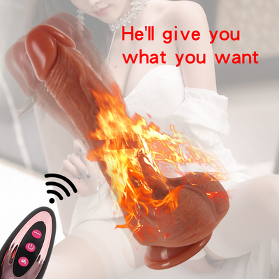 10 modos 9.6" que empujan el vibrador del consolador, consoladores vibrantes realistas teledirigidos