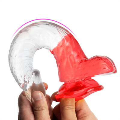 2024 de venta caliente TPR colorido claro curva de consolador para hombres y mujeres