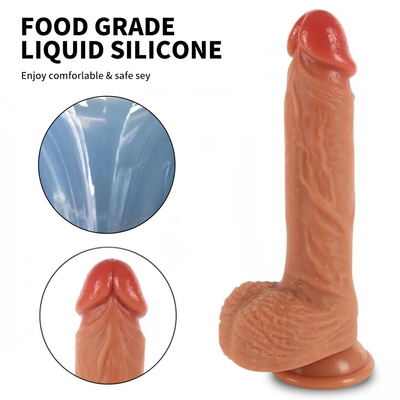 Control remoto empujando el vibrador del dildo mayorista del cuerpo del juguete sexual segura vibración de rotación realista del dildo para mujeres y hombres