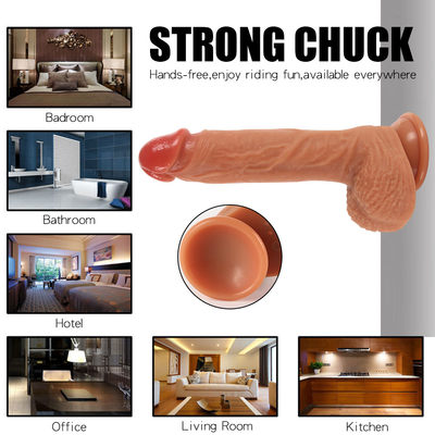 Control remoto empujando el vibrador del dildo mayorista del cuerpo del juguete sexual segura vibración de rotación realista del dildo para mujeres y hombres