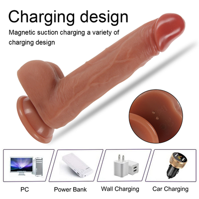 Telescópico Vibrante Empujando Realista Dildo Femenina Masturbación Con Copo de Succión Calentamiento Penis Control Remoto Dildo