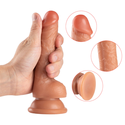 Material Dildo juguete sexual Liifelike con fuerte vaso de succión hecha de PVC saludable y seguro para mujer 8 pulgadas de látex Custom OEM C
