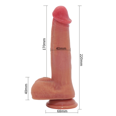 Recargable Telescópico Rotación Empujando Dildo Vibrator Mujeres Sexo juguetes Silicona Realista Gran Marrón Oscuro Dildo