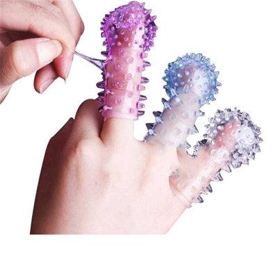 Al por mayor Silicona Dedo Azul Manga Anillo juguetes sexuales