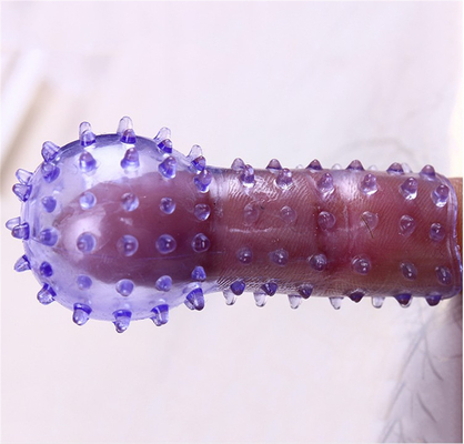 Al por mayor Silicona Dedo Azul Manga Anillo juguetes sexuales