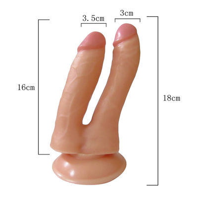 Dildo realista de doble extremo para pareja gay femenina con penetración con doble cabeza con dispositivo Dong con simulación de succión peniana