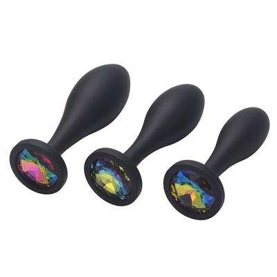 Los juguetes del sexo anal del silicón riegan el sistema anal del enchufe del Massager del negro del diseño del descenso del enchufe anal del extremo