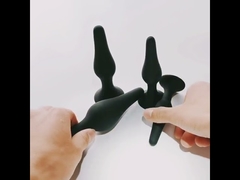 Sexy Toys 4PCS Anal Plug Set Silicone Anal Butt Plug Adult Sex Toys for Women,Men and Beginners(Black)